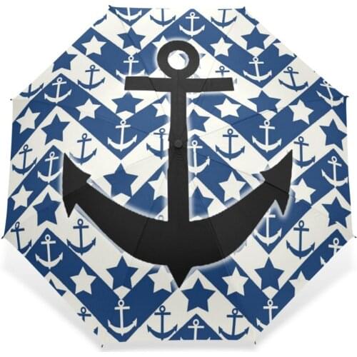 Brand Folding Women Umbrella Anchor Rudder Windproof Light Automatic Rain Umbrellas Brand for Kids