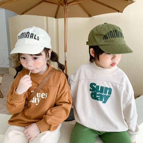 9081 Children Clothes Letter Hoodies Autumn 2021 Boys' And Girls' Unisex Half High Neck Letter Knitted Sweater 1-7Year Kids Top