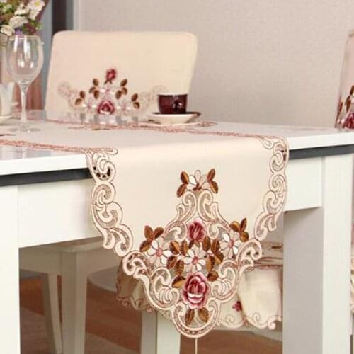 European Style Embroidered Floral Table Runner Placemat For Wedding Party Decoration Hotel Table Runner Home Decor