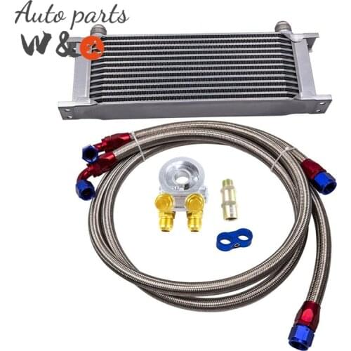 GREX Oil Adapter Thermostat & 13 Row Oil Cooelr Aluminum Engine Oil Radiator Universal 10-AN OC-UOL13-5SL