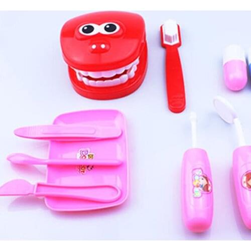 Early Education Toy Children Play House Doctor Small Dentist Simulation Brushing Denture Game Baby Medical Toy Tote Bag For Kids
