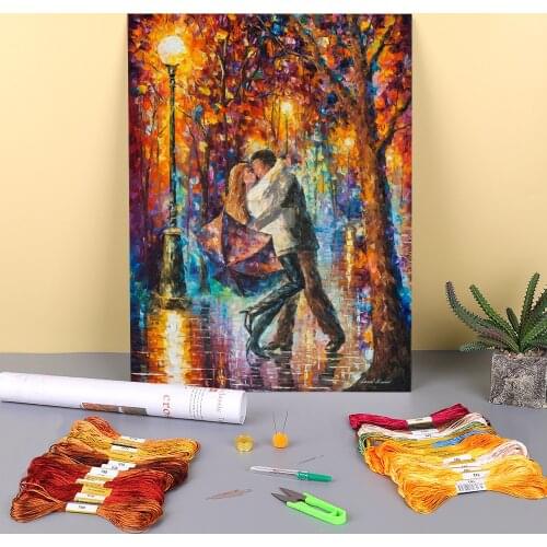 The Story The Umbrella Pre-Printed 11CT Cross-Stitch Embroidery Set DMC Threads Handmade Needlework Handiwork Sewing Package