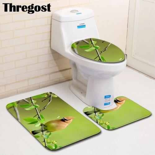 Thregost Modern Toilet Bath Mats 3pcs/set 3D Print Carpet for Bathroom Water Absorbent Mat Shower Anti-Slip Bath Tub Rugs