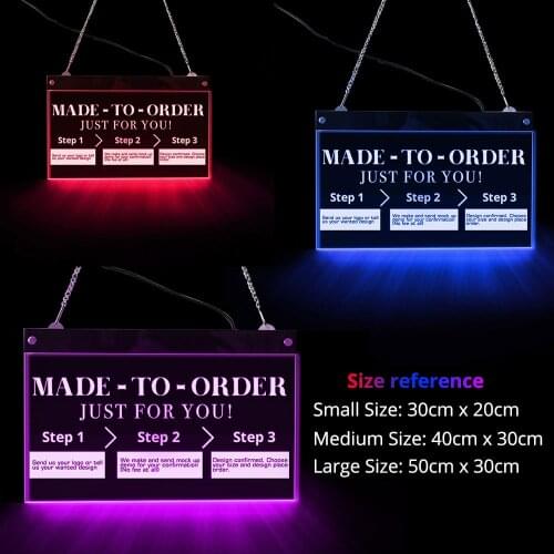 Custom Logo Shop Acrylic Light Board Hanging LED Neon Sign Work Shop USB Power Remote Control Color Changing Light Wall Decor