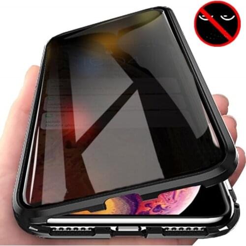 Anti-peeping Magnetic Phone Case For iPhone XR XS Max X XS 7 8 6 6S Plus Privacy Screen Protector Tempered Glass Cover