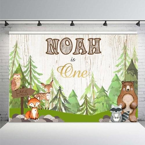 Mehofoto Animals Newborn Baby Shower Photo Background Woodland Party Decoration Banner Fox Backdrop for Photography Studio 7x5ft