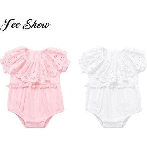 Fashion New Style Newborn Toddler Kids Girl Clothes Lace Ruffle Sleeveless Bodysuit Floral Jumpsuit Baby Clothing Outfit Sunsuit