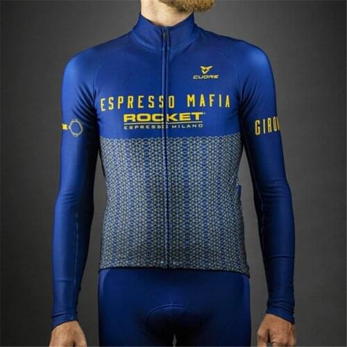 2021 ESPRESSO MAFIA Mens Long Sleeve Bicycle Thin Jackets Spring/Autumn Cycling Jersey Pro Cycle Unforme MTB Bicicleta Clothing
