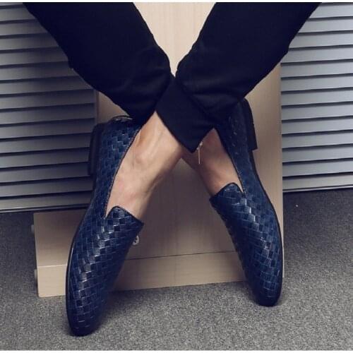 Drop Shipping Driving Oxfords Men Shoes Braid Leather Casual Shoes Men Moccasins Loafers Italian Flats