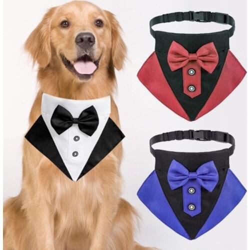 New Pet Dog Collars British GentlemanTriangle Scarf Fashion Wedding Dog Bandana Collar With Bow Tie Adjustable Collar For Dogs
