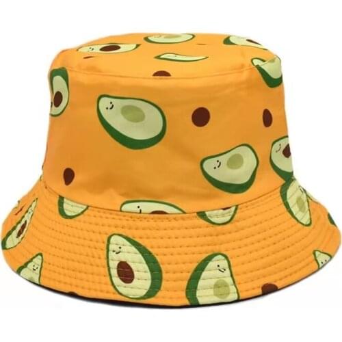 Summer Cotton Bucket Hat Fruit Print Panama Hat Men Women Outdoor Hip Hop Foldable Bob Fisherman Hat Casual Travel Gorros Panama