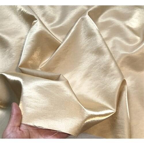 C1034 High Quality Spring/Autumn Glossy Light Golden Linen and Metallic Glaze Silk Linen Pajamas Career Dress Fabric Sewing
