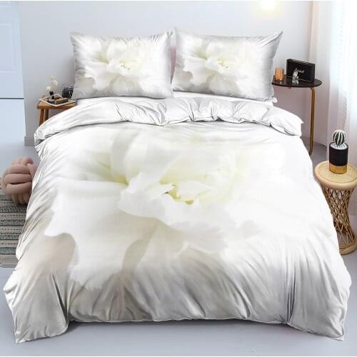 3D Design Flowers Bed Linens Bedding Set Duvet Cover Sets Quilt/Comforter Covers Pillowcases 220x240 Size White Home Texitle