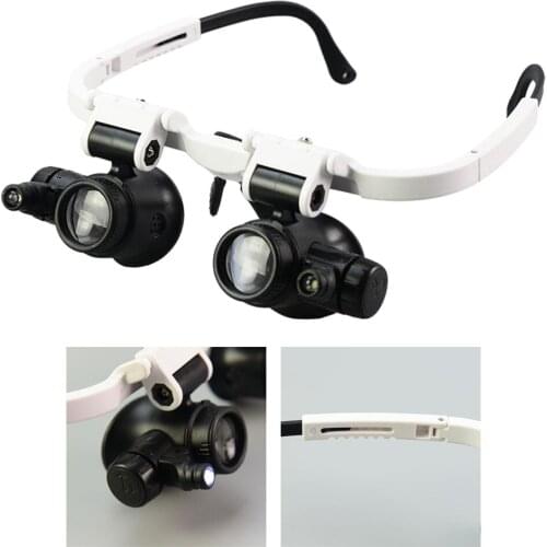 Durable Adjustable LED Hands Free Head Mounted Magnifier for Seniors Reading Close Work