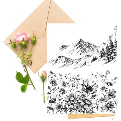Mountain Flower Tree Clear Stamps For DIY Scrapbooking Card Making Silicone Stamps Fun Decoration Supplies
