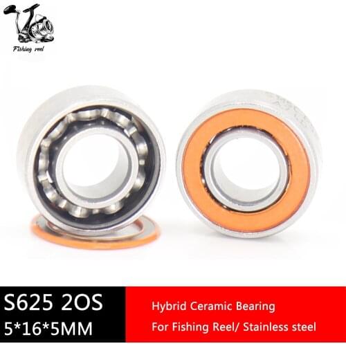 2Pcs Fishing Reel Bearings 5*16*5 mm S625 2RS Stainless Steel Hybrid Ceramic Air Bearing S625RS S625 2OS CB