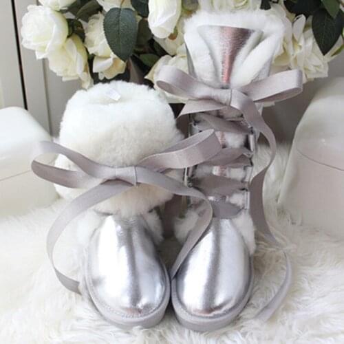 New Arrival 2020 High Snow Boots Genuine Sheepskin Real Fur 100% Wool Women Winter Snow Boots New Brand Boots Free Shipping