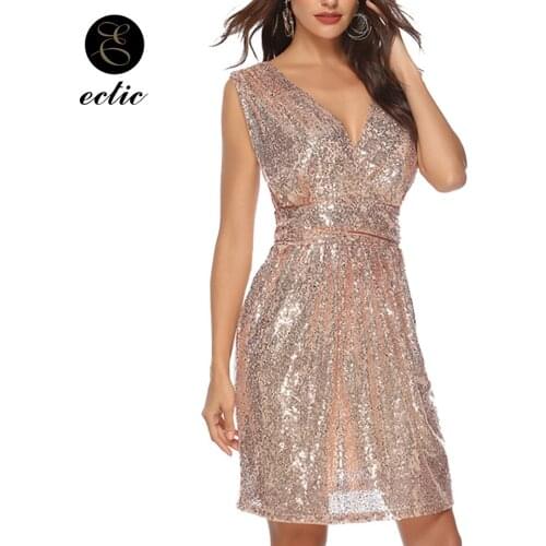 Sexy Dresses Party Night Club Silver Sequin Dress Women 2021 Deep Plunge Sukienka Back Zip Gathered Waist Dress Glitter Clothes