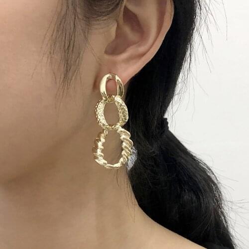 DAVINI Gold Color Punk Earrings Circle Drop Earrings New Design Geometric Jewelry For Women Female Fashion Jewelry MG386