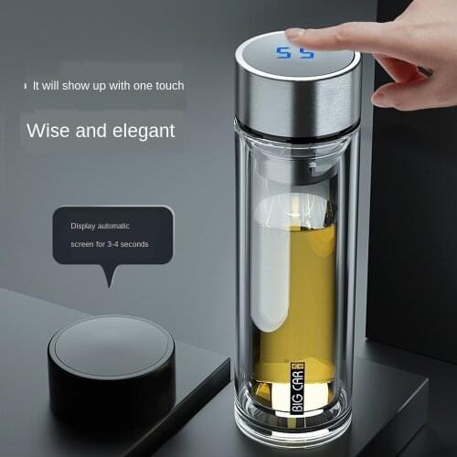 Glass Mens and Womens Double-Layer Insulated Water Cup Portable with Lid Filter Easy Thick Bottom Tea Cup Customization