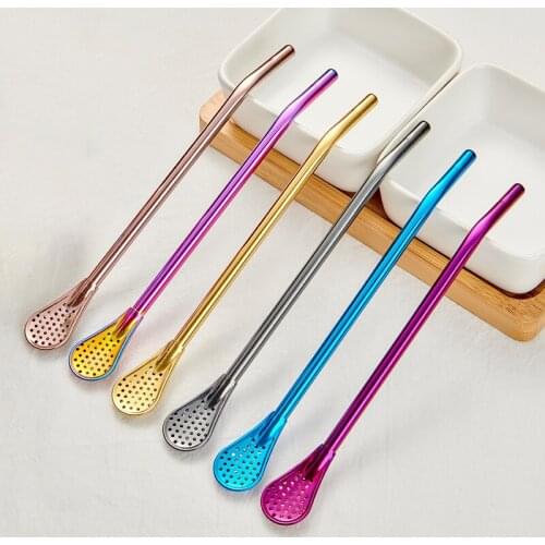 GIEMZA Stainless Steel Straws for Drinks Reusable Straw Multitime Anti-clogging Colander Spoon Metal Tube Bubble Tea Accessories