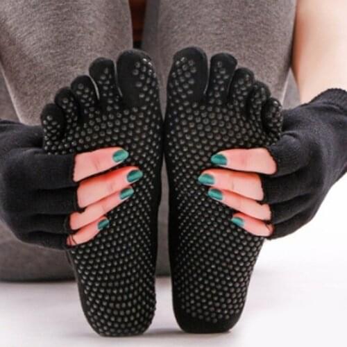 Women Yoga Socks Anti-slip Five Fingers Hollow Out Ankle Socks Ballet Gym Fitness Sports Female Socks 5 Colors