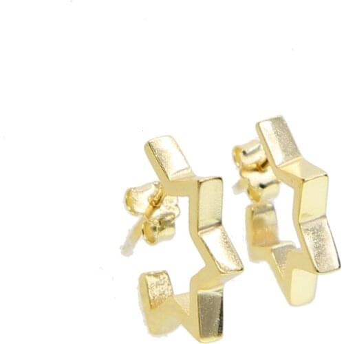 Star Circle star stud 925 sterling silver silver gold color delicate women girl jewelry design simple plain star earring