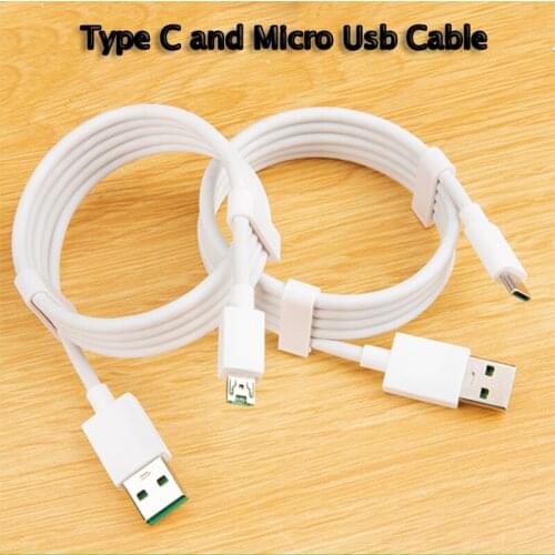 100CM 4A Micro USB / 5A Type-C Fast Charging Data Cable For OPPO VOOC R5 R7 R9 R11 R11S R15 Plus Reno 4 3 Pro Find X X2 Pro Ace2