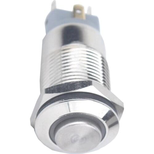 12mm Ring Light Metal Push Button Switch Latching Waterproof High Top 12V