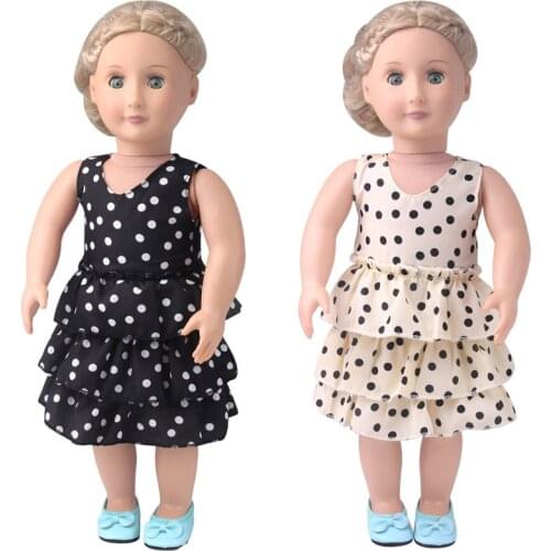 18 Inch American Doll Girls Clothes Retro Polka Dot Cake Dress Newborn Baby Toys Accessories Fit 40-43 Cm Boy Dolls Gift c896
