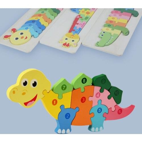 2 sets Baby Toys Wooden 3d Puzzle Tangram Shapes Learning Cartoon Animal Intelligence Jigsaw Puzzle Toys