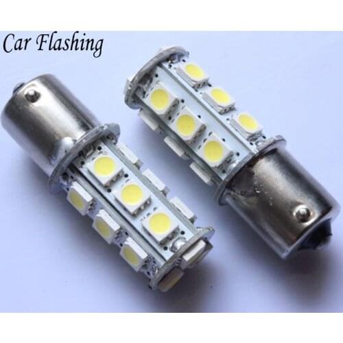 Car Flashing 2Pcs 1156 1157 BA15S P21W S25 Car led Brake Lights Xeno White 12V 5050 18SMD Car Bulbs Turn Signal Tail Rear Lamp