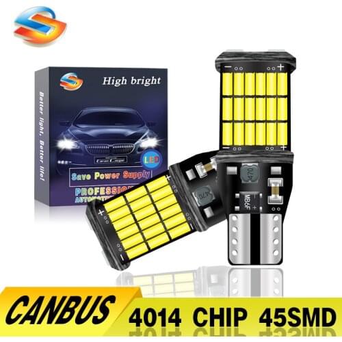 2pcs Canbus Error Free 921 912 T10 T15 SMD 4014 45smd Chipsets LED Bulbs For Car Backup Reverse Lights