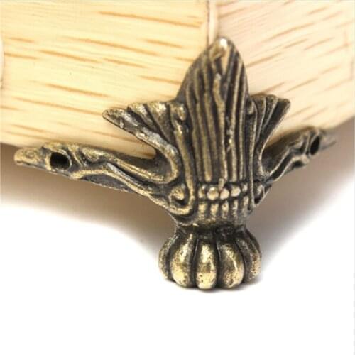 4Pcs/Set Antique Brass Jewelry Chest Wood Box Decorative Feet Leg Corner Protector Vintage Decor Furniture Accessories