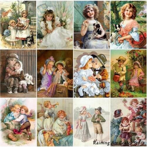 5D Diamond Painting Embroidery Vintage Child Portrait Rhinestones Full Square/round Drill Cross Stitch Mosaic Picture Home Decor