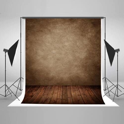 VinylBDS Retro Gray Photography Studio Background Dark Wooden Floor Photography Backdrops Children Photo Backdrops