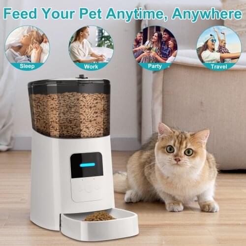 6L Automatic Pet Feeder Wi-Fi Enabled Smart Feed Dog Cat Feeder Smartphone App For Mobile Voice Recorder And Programmable Feeder
