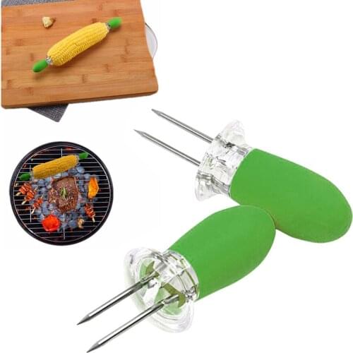 8PCS Corn Holder Interlocking Universal Corn Fork Holder Barbecue Skewer Fork Corn Skewer Stainless Steel Corn Holders BBQ Tool