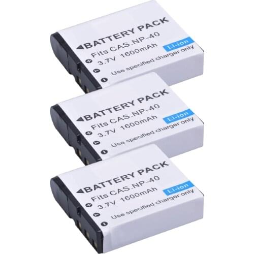 3pcs 1600mAh NP-40 NP40 CNP-40 Battery for Casio Exilim EX-Z600 EX-Z750 Z1000 Z1050 Z1080 FC100 FC150 P505 P600 P700 Camera