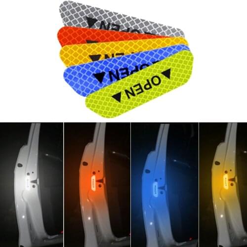 Car Reflective Stickers Car Door Wheel Eyebrow Sticker Decal Warning Tape Safety Mark Reflective Strips 4 Pcs/set