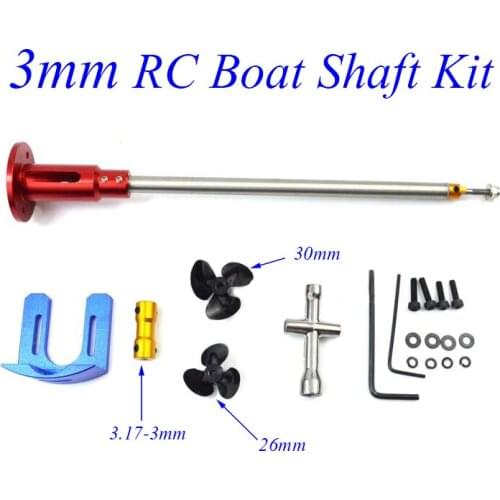 Free Shipping 3mm RC Boat Shaft Kit With 540 Motor Shaft Fixing Holder Mount Bracket Coupling Screw Length 220/270mm Spare Parts