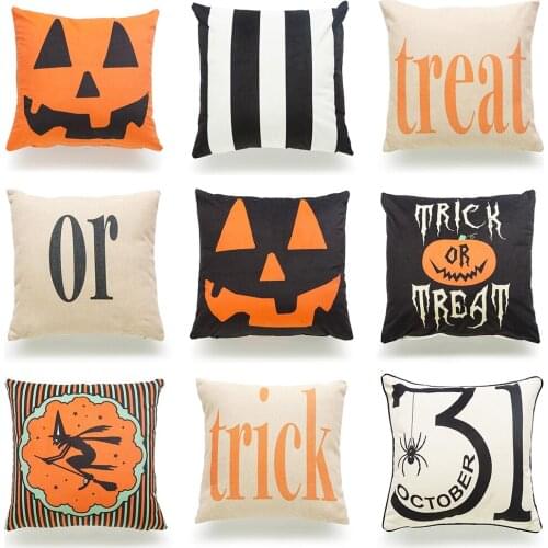 45*45cm Halloween Pillow Case Home Supplies Trick or Treat Linen Cushion Cover Party Decoration Favors Room Accessories