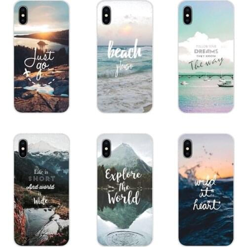 For Samsung A10 A30 A40 A50 A60 A70 M30 Galaxy Note 2 3 4 5 8 9 10 PLUS Cell Phone Cases Covers Travel mountain sea beach quotes