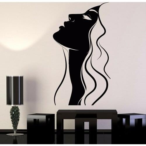 Women silhouette Wall Decal Girl Long Hair Beauty Salon Hairdresser Wall Stickers Beauty Salon Home Room Decor Vinyl Decal B385