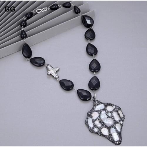 Onyx Keshi Pearl Necklace 67x87MM Pendant 25