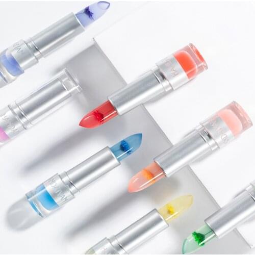 1pc Jelly Flower Temperature Changed Lipstick Nourishment Long-lasting Colorful Lip Blam Pink Transparent Lip Plumper Lip Makeup