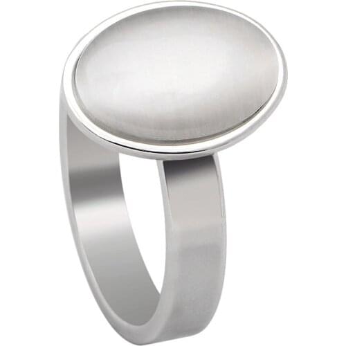 Hainon Fashion Silver Color Rings Men Wedding Paty Accessories Oval White Fire Opal Rings Vintage Jewelry Simple Rings For Women