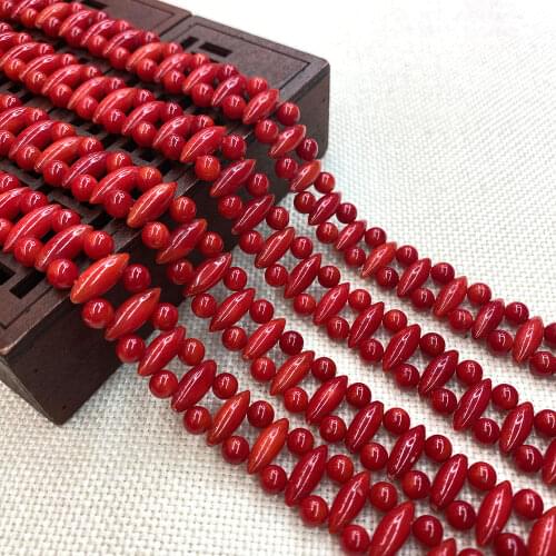 Artificial Red Coral Beads Loose Spaced Beads for Jewelry Accessories DIY Handmade Bracelet Necklace Jewelry Gift 15 Inches