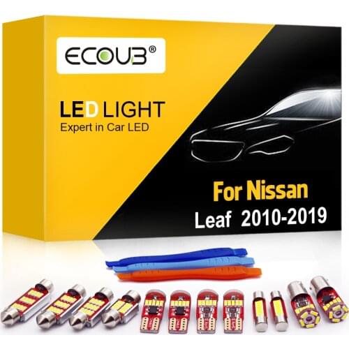 White Canbus LED Interior Bulb Kit for Nissan Leaf Dome Trunk Reading Glove Box Vanity Mirror White Lamp No Error 2010-2019