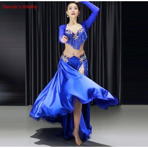New Women Oriental Dance Costumes Top Bellydance Hip Scarf Carnaval Belly Dance Bra Long Skirt Set Performance Clothes Sexy